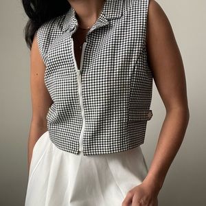 vintage black and white gingham vest